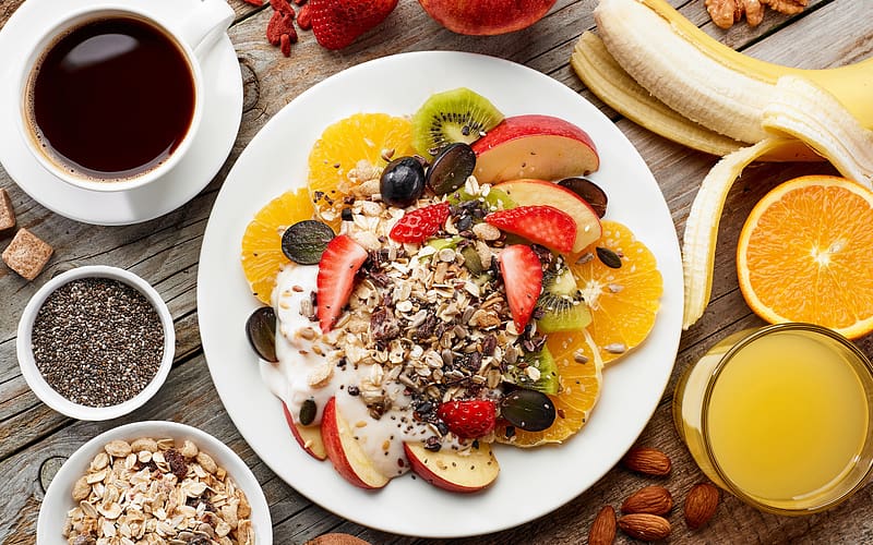Muesli and Fruit, fruit, breakfast, food, muesli, HD wallpaper
