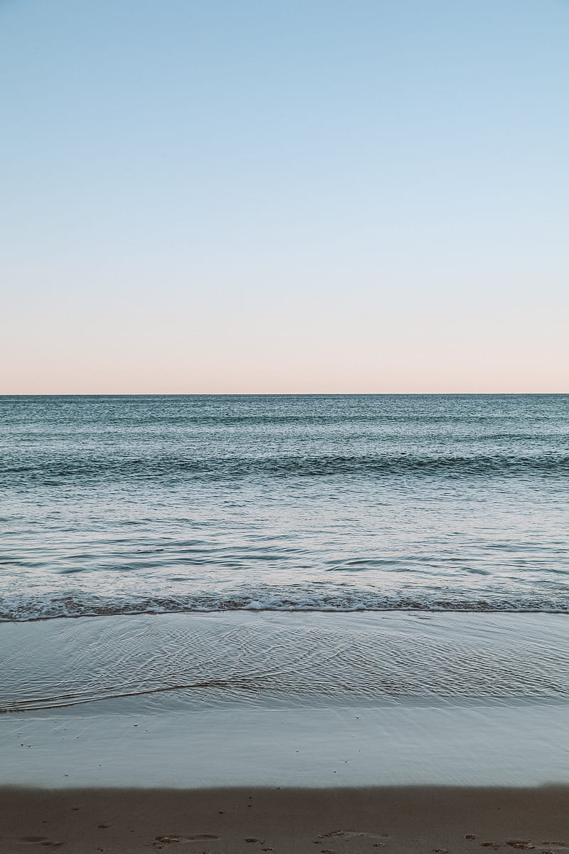 beach, sand, sea, coast, horizon, HD phone wallpaper