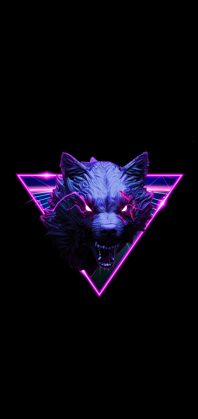 wolf, black anno 19, glowing eyes, digital art, simple background, black background, creature, HD phone wallpaper