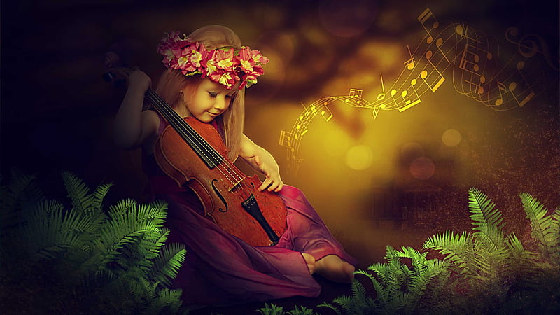 Song for Nature, child, song, music, play, HD wallpaper
