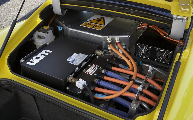 Electric Powered Vehicle, Electric Powered, engine bay, Vehicle, car, auto, clean, electronics, HD wallpaper