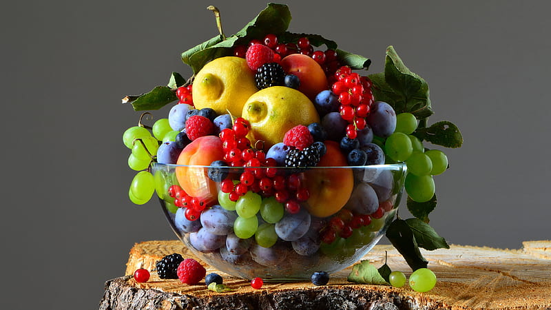 Food, Still Life, Blackberry, Blueberry, Currants, Grapes, Lemon, Nectarine, Plum, Raspberry, HD wallpaper