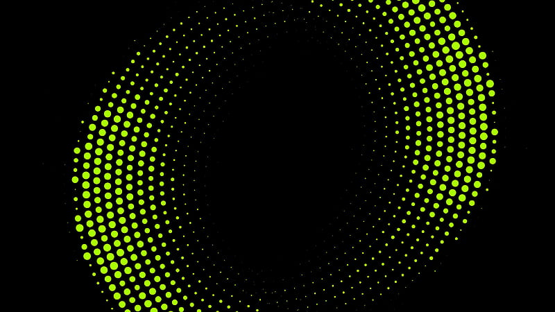 Green Circles Points Abstraction Black Background Abstract, HD wallpaper