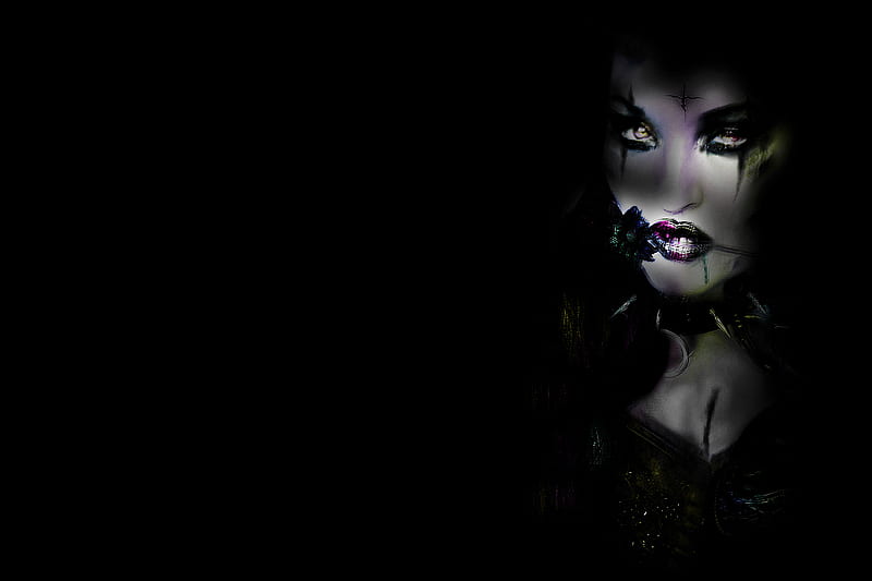 Gothic shadow, female, gothic, dark, flower, vampire, woman, HD ...