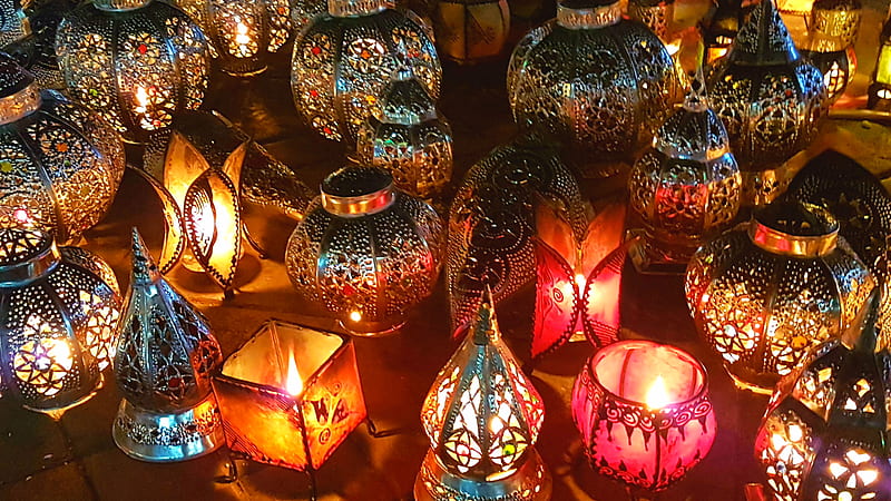 Moroccan, corazones, moroccan lanterns, season, story, HD wallpaper