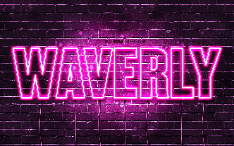 Waverly with names, female names, Waverly name, purple neon lights, Happy Birtay Waverly, with Waverly name, HD wallpaper