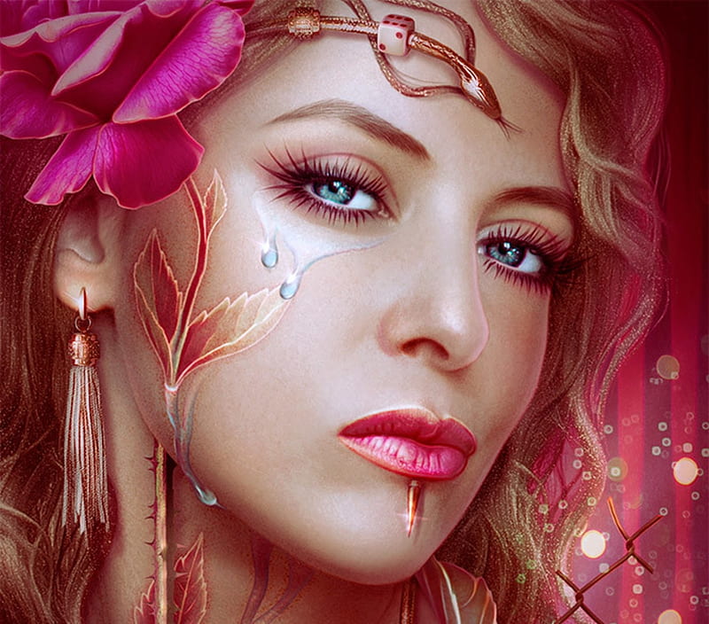 Beauty Fantasy Luminos Girl Flower Svetlana Klimova Face Portrait Pink Hd Wallpaper 5693