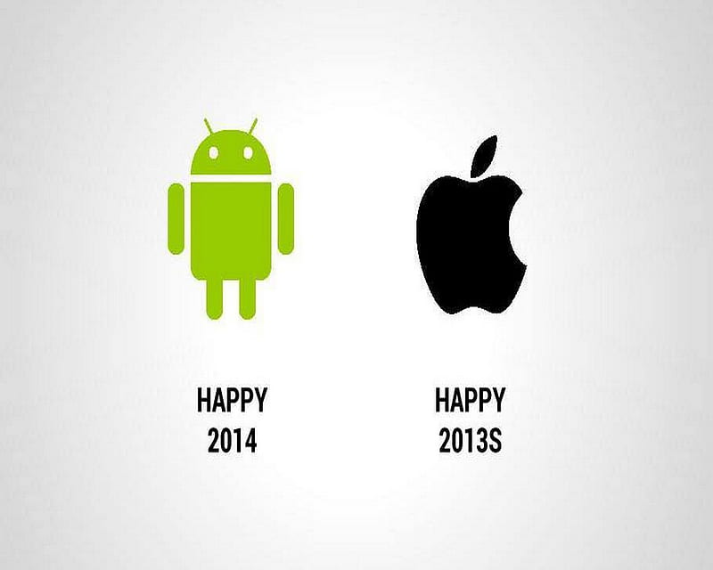 Android Vs Apple, 2014, comedy, funny, happy, iphone, samsung, HD wallpaper