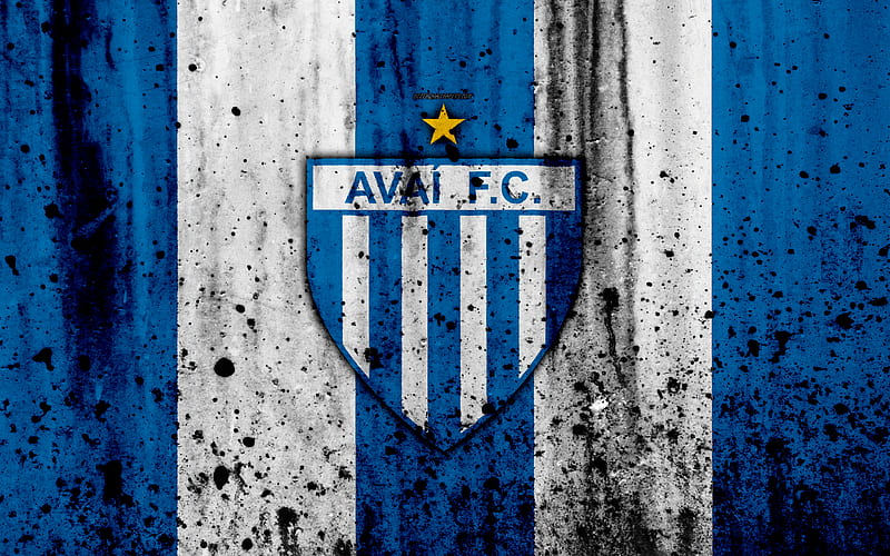 FC Avai grunge, Brazilian Seria A, logo, Brazil, soccer, football club, Avai, stone texture, art, Avai FC, HD wallpaper