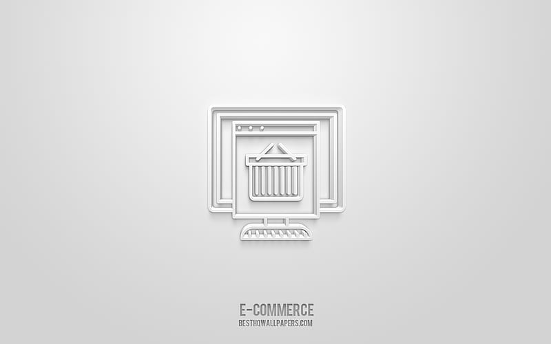 E-commerce 3d icon, white background, 3d symbols, E-commerce, Online sales icons, 3d icons, E-commerce sign, Online sales 3d icons, HD wallpaper