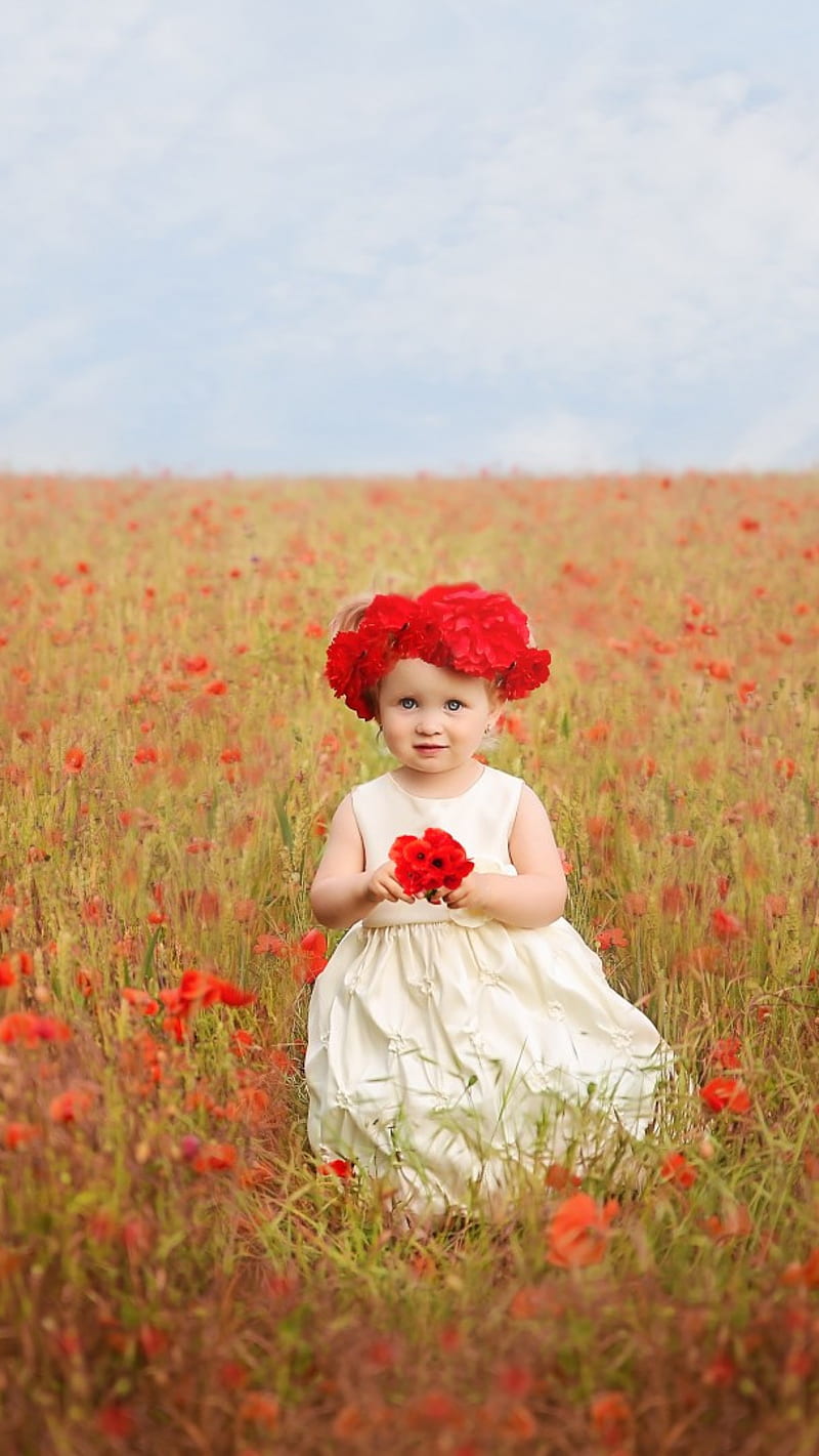 Cute Girl , cute girl, poppy flowers, poppies, HD phone wallpaper