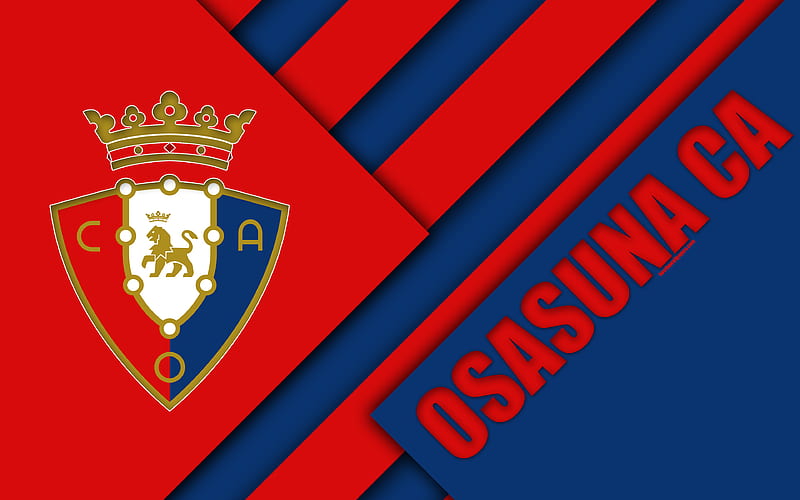 CA Osasuna material design, Spanish football club, red blue abstraction, logo, Pamplona, Spain, Segunda Division, football, Osasuna FC, HD wallpaper
