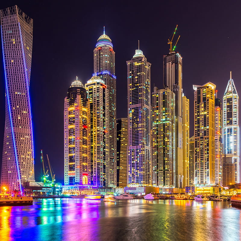Dubai Skyline, city, dubai, skyline, tower, uae, united arab emirates, HD phone wallpaper
