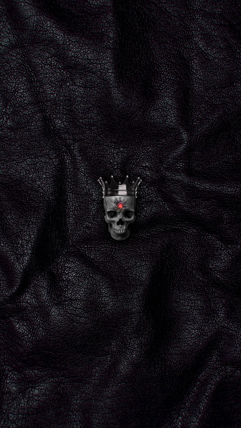 King skull, awesome, cool, crown, leather, ruby, skulls, texture, HD phone wallpaper