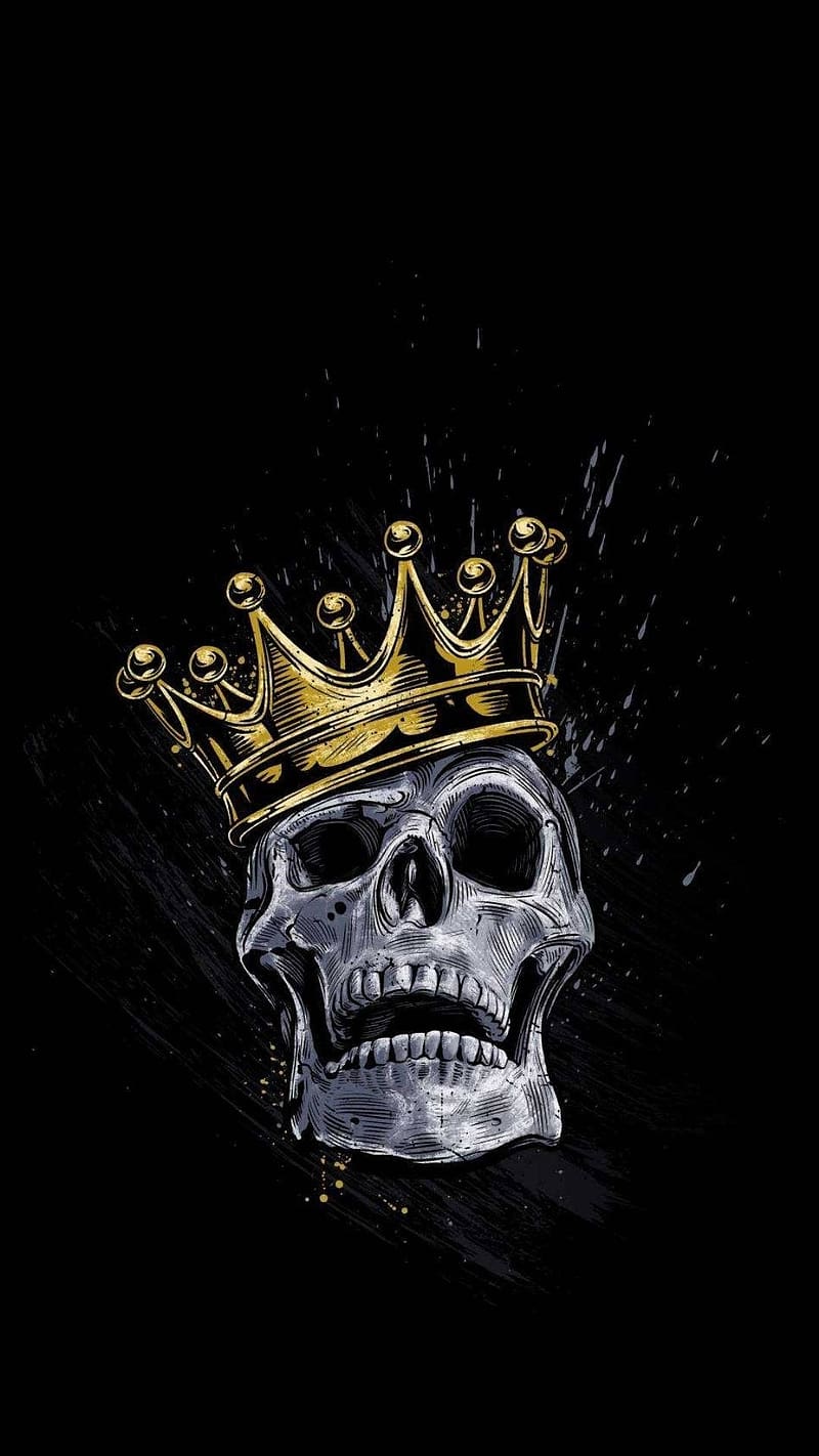 Attitude King, Skull With Crown, skull, crown, HD phone wallpaper