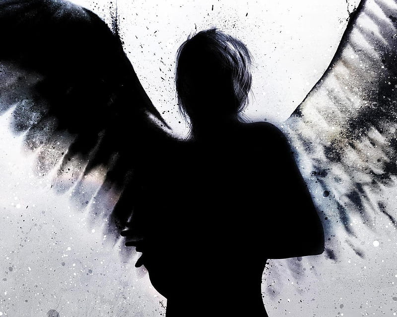 Shadow of angel, shadow, fantasy, abstract, angel, HD wallpaper