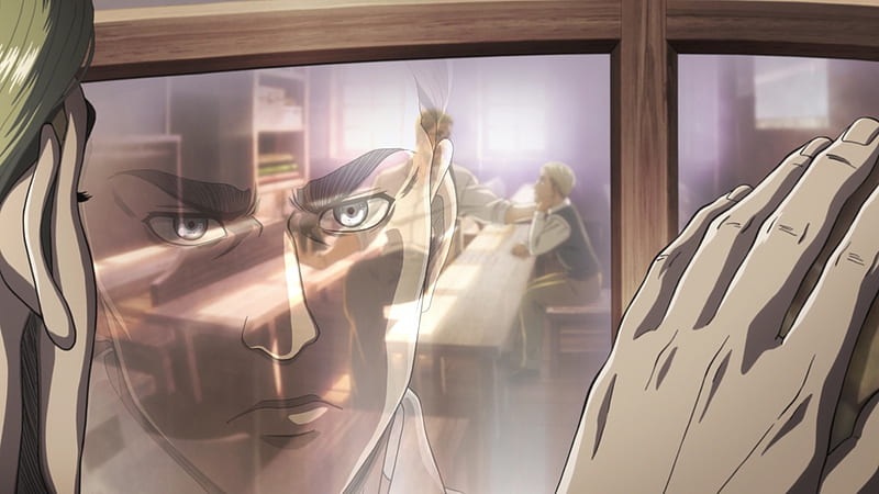 Attack On Titan Erwin Smith Face Reflects On Window Glass Anime, HD wallpaper