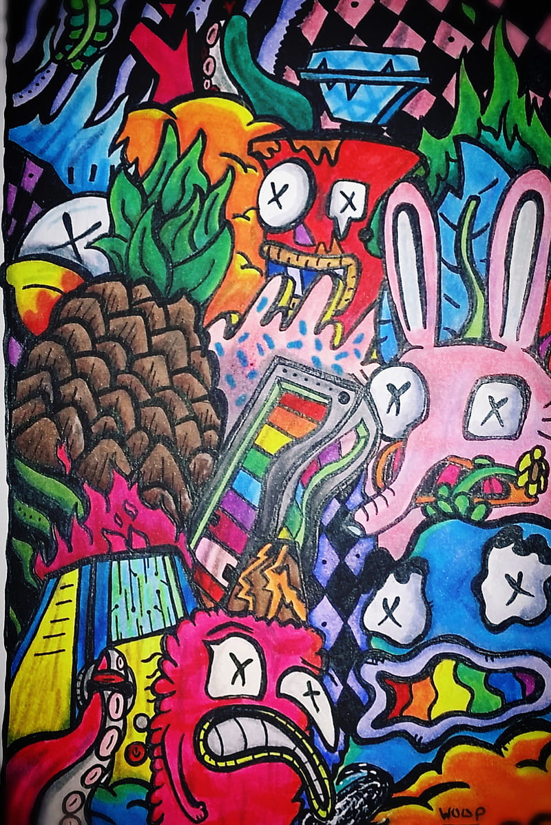 Doodle, cartoon, woap, HD phone wallpaper | Peakpx