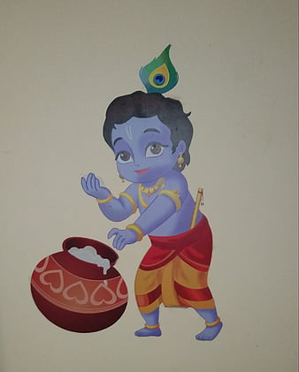 Handpainted cute little krishna magnets made on order Size 4