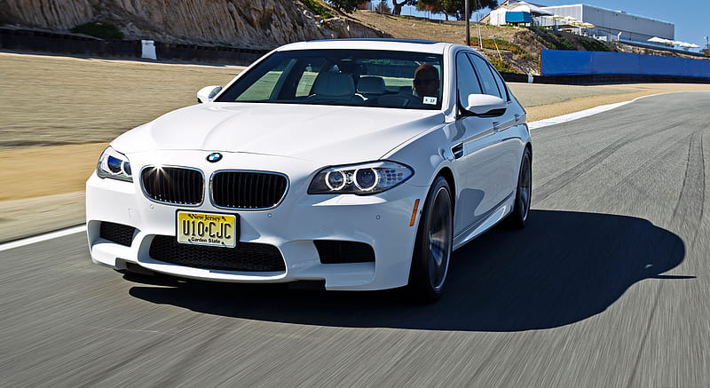 2013 BMW M5 US-Version White at Laguna Seca - Front , car, HD wallpaper