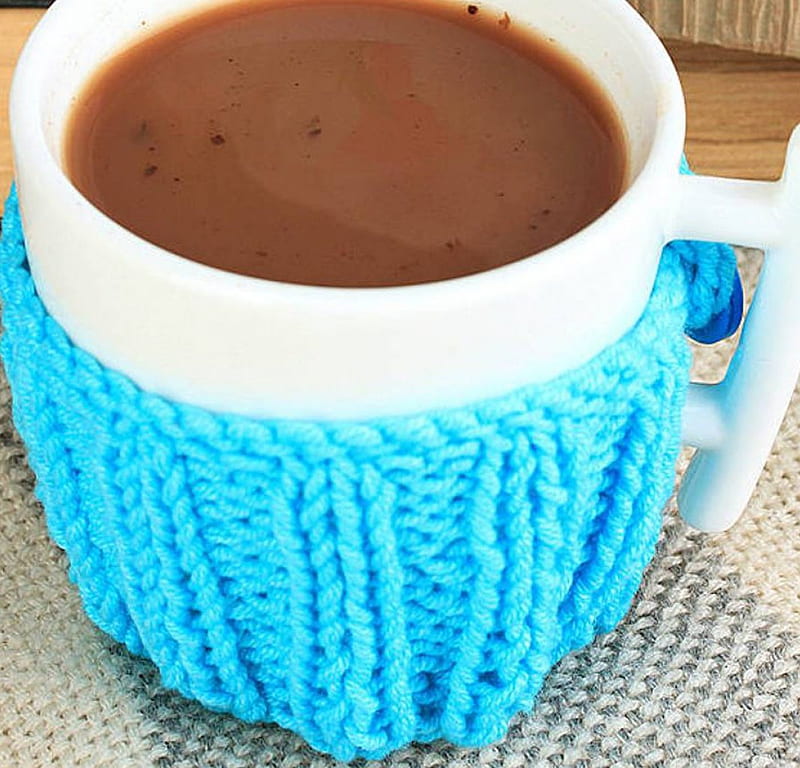 mug, coffe, blue, knitwear, HD wallpaper