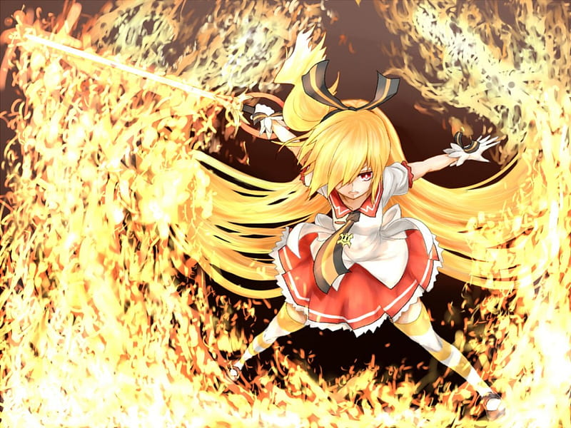 Taiyou Akari Dress Glow Blond Sparks Angry Emotional Anime Hot Anime Girl Hd Wallpaper 2549