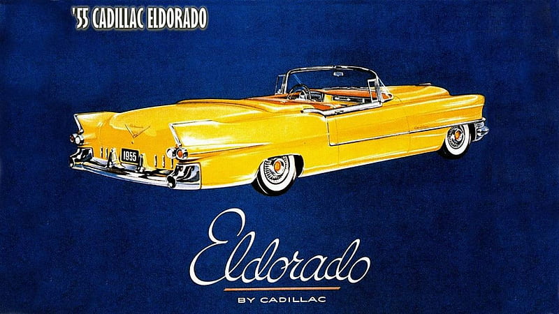 Eldorado 55, cadillac, art, automobiles, adverising eldorado, vintage, HD wallpaper