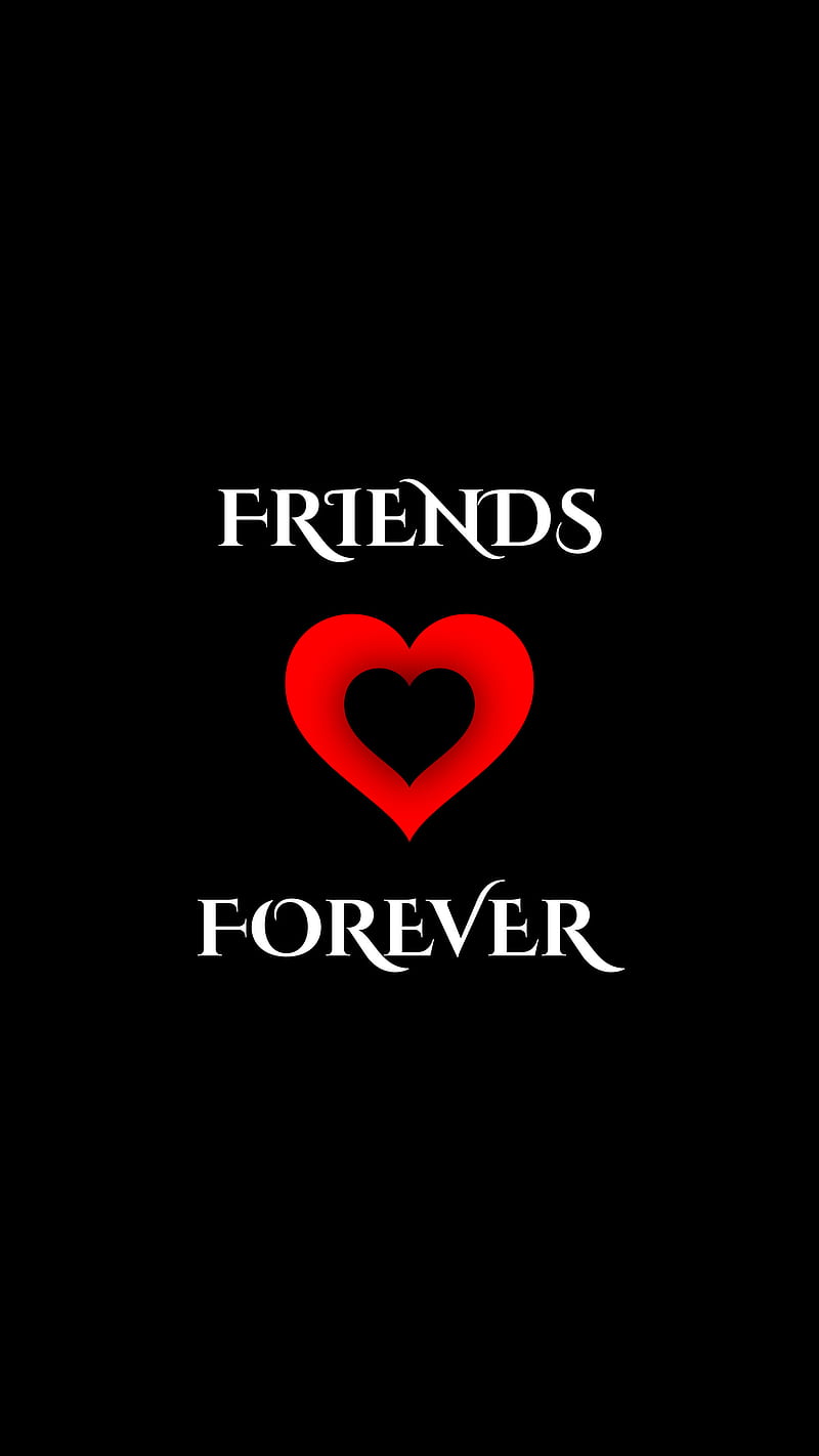 Friends Forever, black, feelings, friendship, corazones, love, red, white, HD phone wallpaper