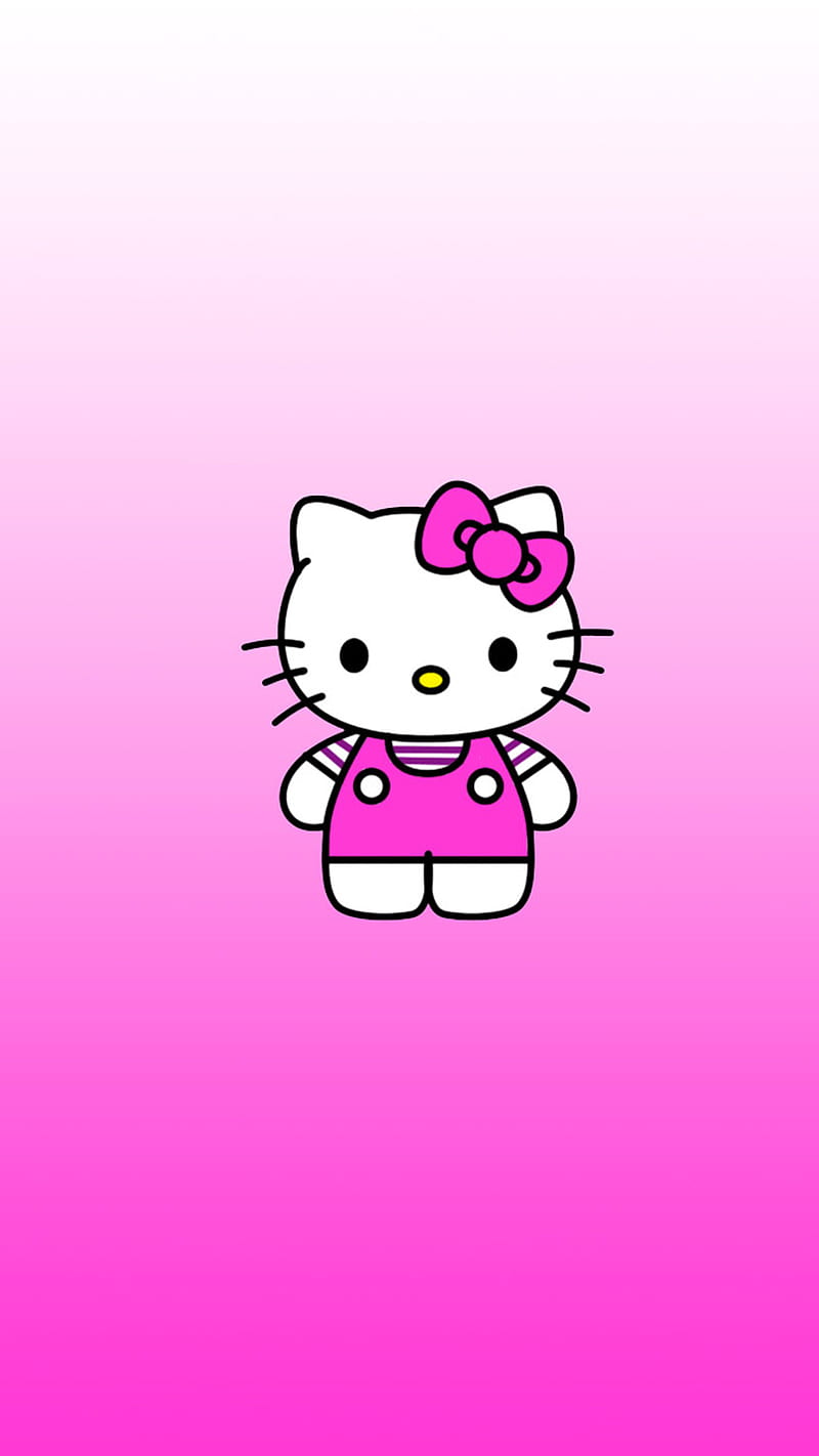 pink hello kitty, happy, HD phone wallpaper