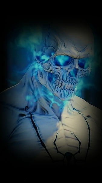 Blue skull, cahaya, HD phone wallpaper | Peakpx