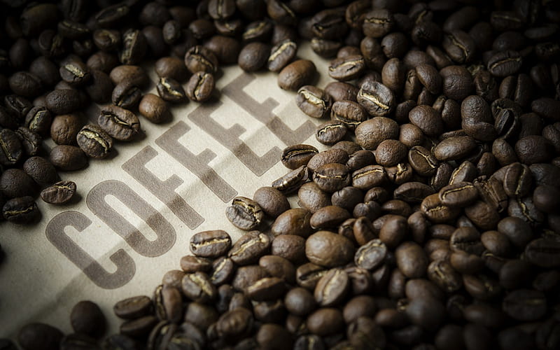 Coffee, coffee beans, drinks, fried coffee beans, HD wallpaper