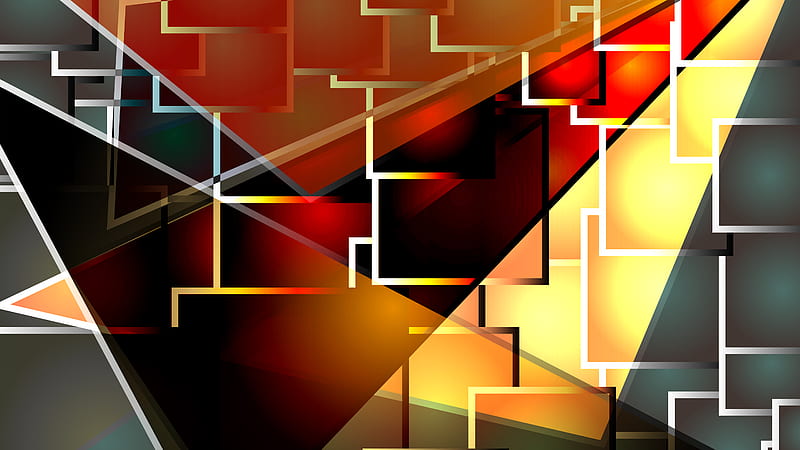 Red Orange Yellow White Geometic Abstract, HD wallpaper