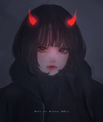 Demon Girl, anime, cute, red, HD phone wallpaper