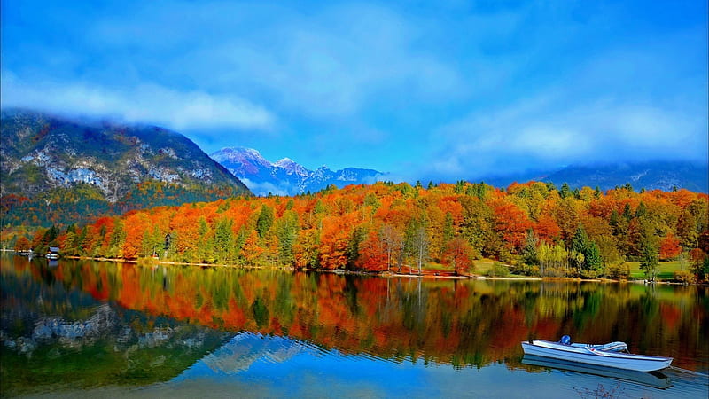 Autumn Lake, forest, autumn, nature, reflection, trees, sky, lake, HD ...
