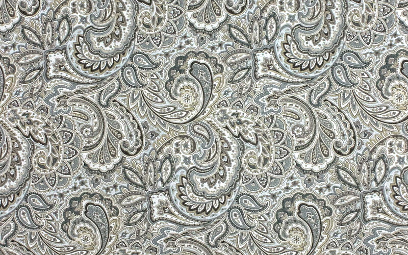 Gray Paisley Texture, Paisley Background with Ornaments, Paisley ornament, retro texture with ornament, HD wallpaper