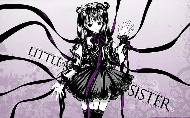 Little Sister, black, lolita, bonito, delicate, cute, gothic, angel dust, anime, sister, white, HD wallpaper