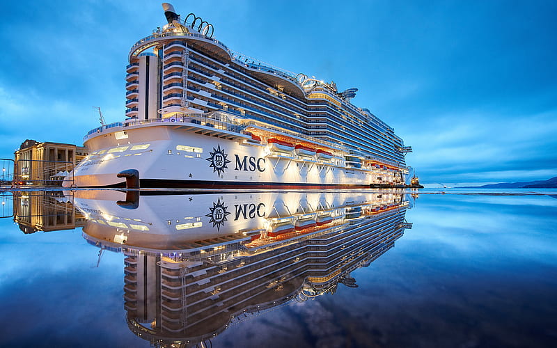 MSC Seaside port, cruise ship, sea, Seaside, MSC Cruises, HD wallpaper