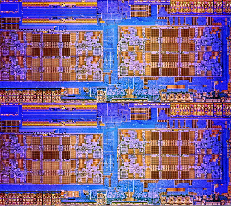 AMD Ryzen Dual Die, blue, copper, cpu, orange, shot, x64, x86, HD wallpaper