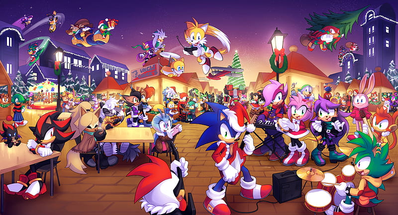 Sonic, Sonic the Hedgehog, Sonia the Hedgehog , Metal Sonic , Belle the Tinkerer , E-123 Omega , Rouge the Bat , Blaze the Cat , Princess Elise , Sticks the Badger , Gadget the Wolf , Corvin the Bird , Doctor Eggman , Orbot (Sonic the Hedgehog) , Marine the Raccoon , Cubot (Sonic the Hedgehog) , Bean the Dynamite , Bark the Polar Bear , Fang the Sniper , Jet the Hawk , Wave the Swallow , Storm the Albatross , T-Pup (Sonic the Hedgehog) , Chao (Sonic) , Big the Cat , Jewel the Beetle , Manic the Hedgehog , Tangle the Lemur , Miles 