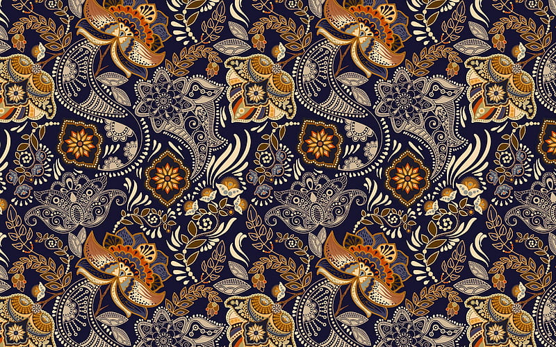 Paisley texture, floral ornament texture, Persian texture, blue paisley background, buta texture, paisley pattern, blue paisley ornament background, HD wallpaper