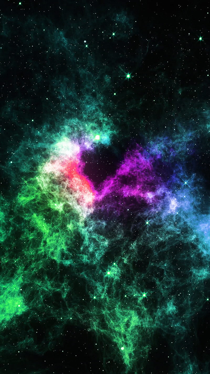 green nebula, cloud, cosmos, galaxy, purple, scifi, space, stars, universe, HD phone wallpaper