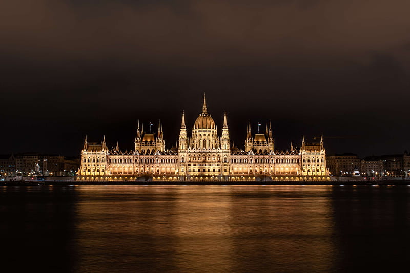 Hungarian Parliament building at night, HD wallpaper