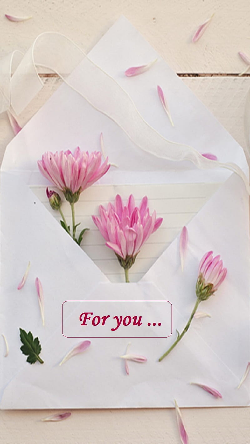 For you, envelope, flowers, letter, HD phone wallpaper