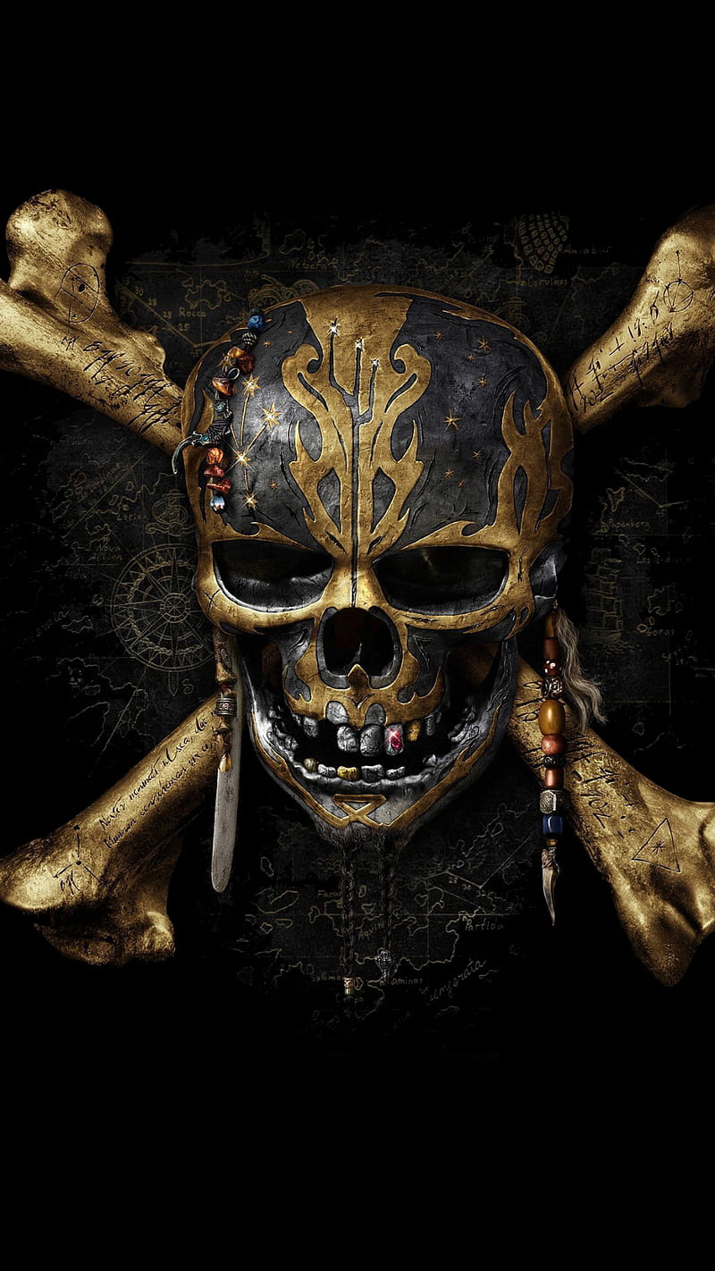Pirates, air, dia, gold, jack, no, pirate, skull, skulls, sparrow, HD phone wallpaper
