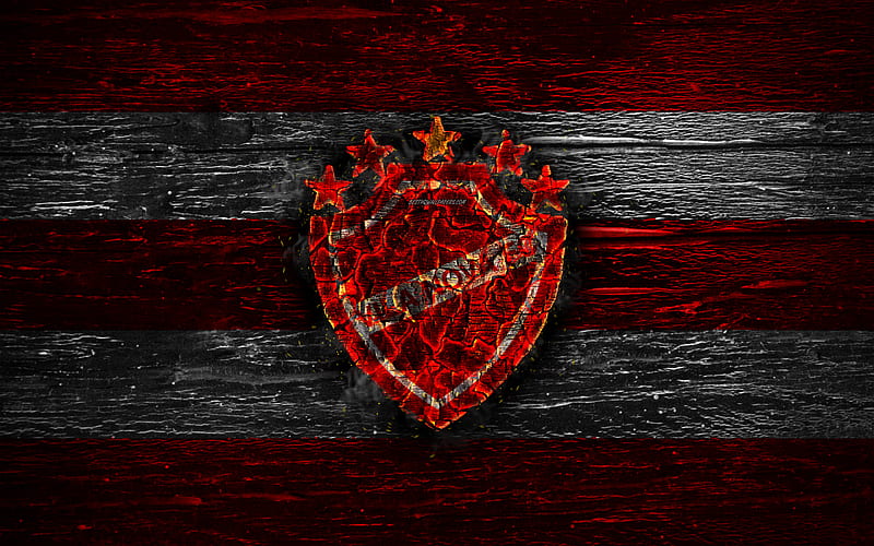 Vila Nova FC, fire logo, Serie B, red and white lines, brazilian football club, grunge, football, soccer, Vila Nova logo, wooden texture, Brazil, HD wallpaper