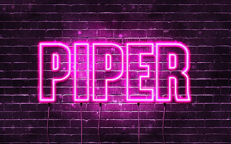 Piper with names, female names, Piper name, purple neon lights, horizontal text, with Piper name, HD wallpaper