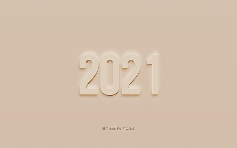 2021 New Year, brown plaster background, 2021 3D art, brands, Happy Year 2021, 2021 concepts, HD wallpaper