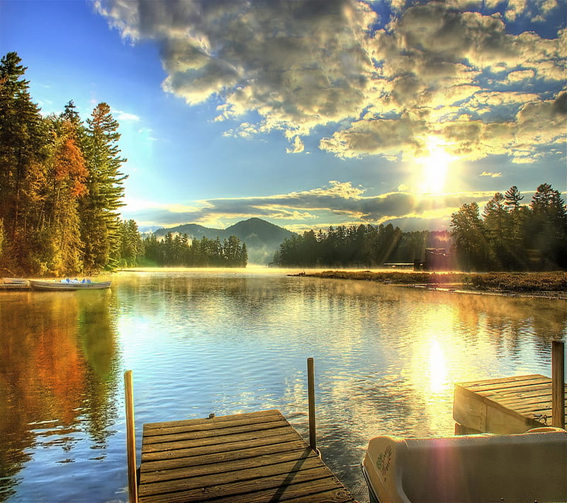Mirror Lake, amazing, nature, sunrise, HD wallpaper