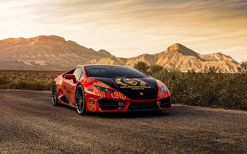Lamborghini Huracan, desert, hypercars, 2020 cars, supercars, Red Lamborghini Huracan, italian cars, Lamborghini, HD wallpaper