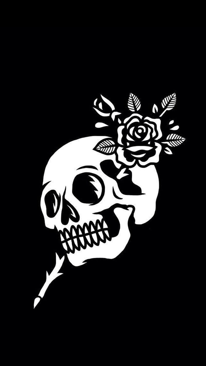 Loving skull, flower, loving dead, skulls, HD phone wallpaper
